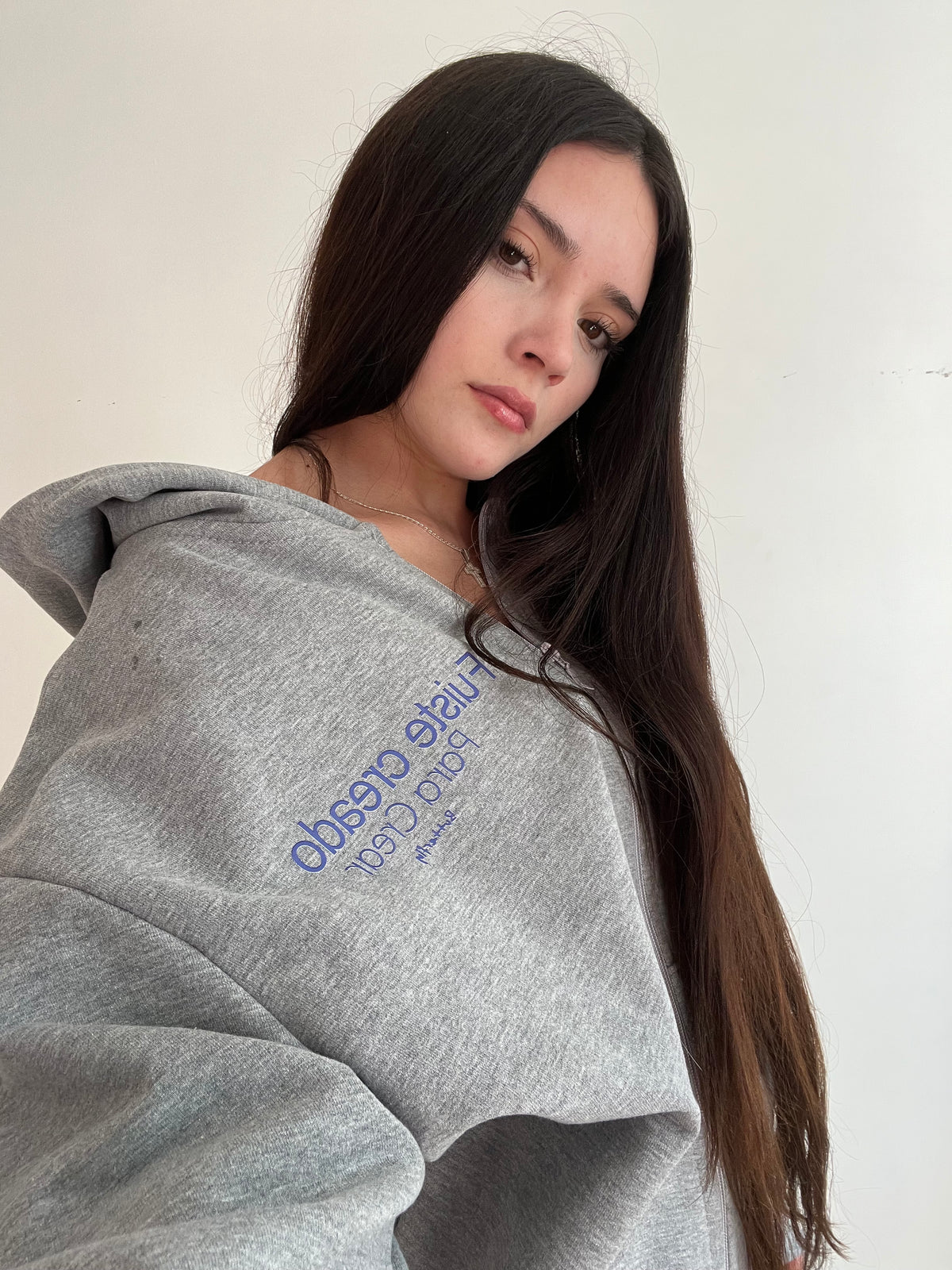Creado para crear - Hoodie Zip Mangas Globos grey