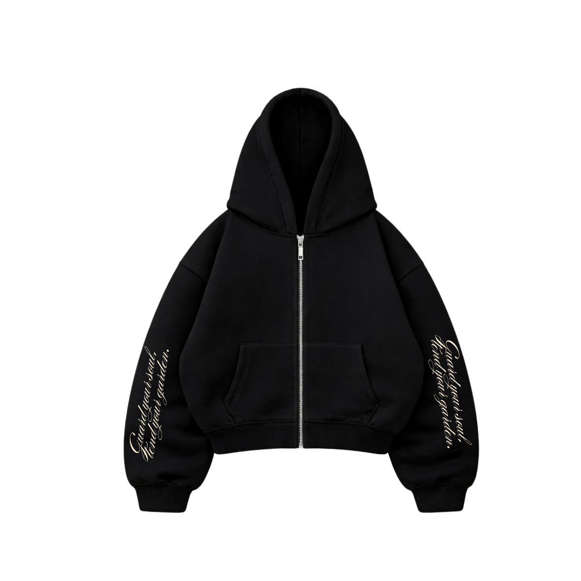 Garden drawing- Hoodie Zip Manga Globo black