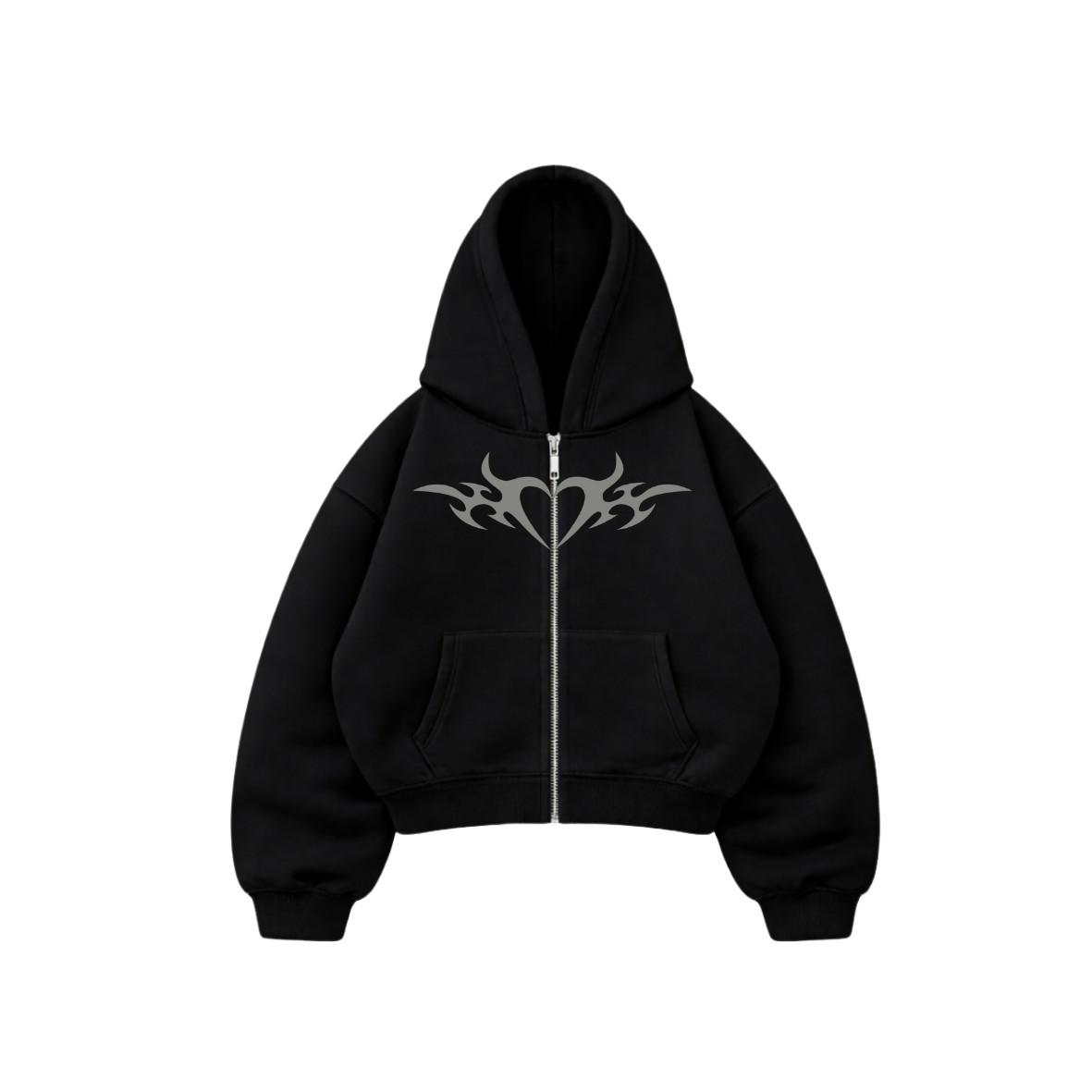 With love - Hoodie Zip Mangas Globos black puff