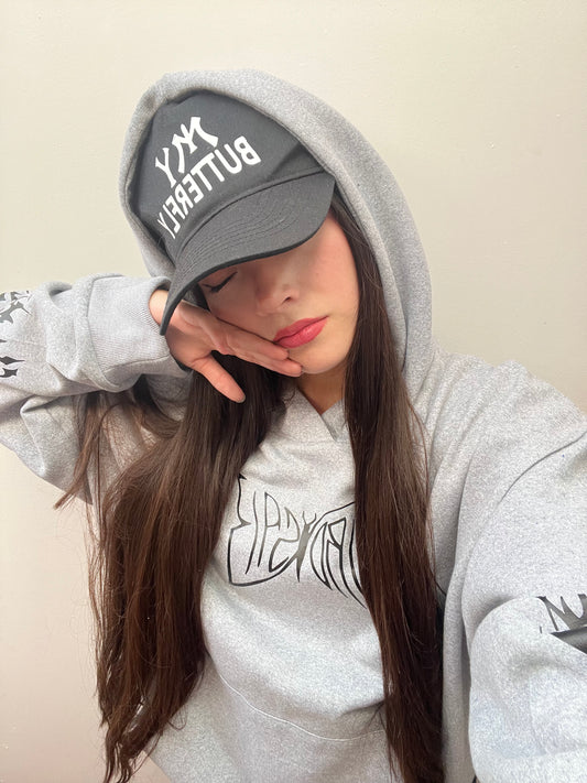 Butterfly Emblem -Hoodie Mangas Globos grey