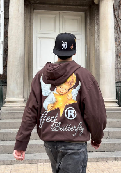 Effect Butterfly Angel - Hoodie Zip Mangas Globos Coffee