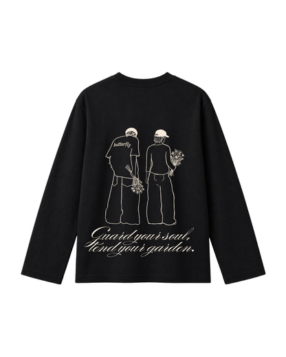 Garden Drawing-Camiseta Manga larga black