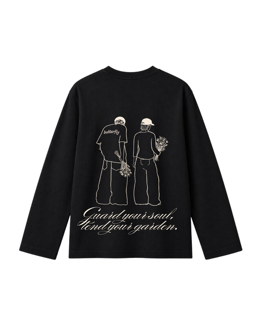Garden Drawing-Camiseta Manga larga black