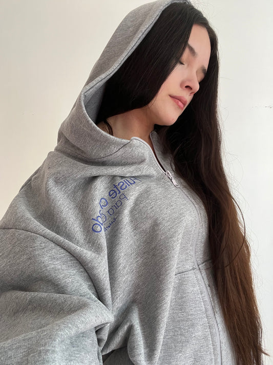 Creado para crear  - Hoodie Zip Mangas Globos grey