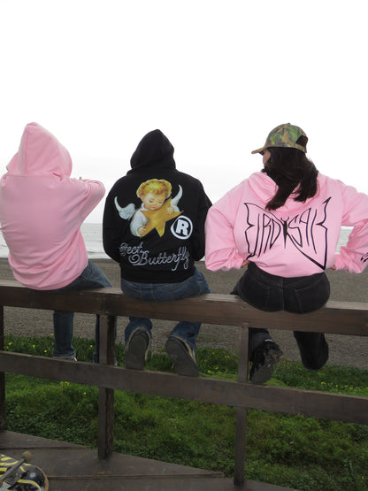 Butterfly Emblem - Hoodie Mangas Globo Pink