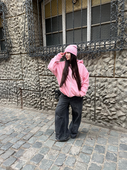 Cherry - Hoodie Zip Manga Globo Pink