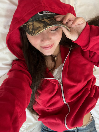 Basic Red - Hoodie Zip Clásico