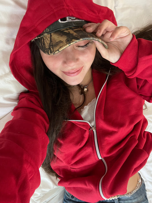 Basic Red - Hoodie Zip Clásico
