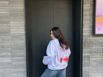 With Love - Hoodie Mangas Globos White