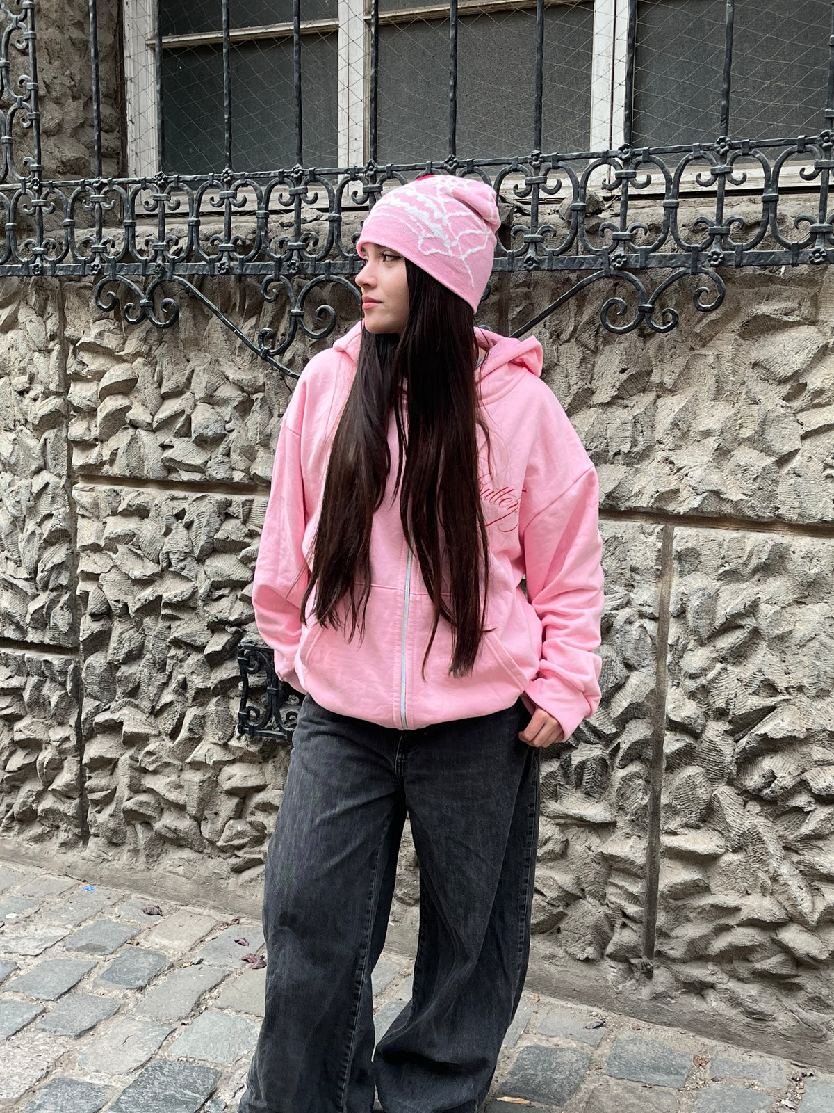 Cherry - Hoodie Zip Manga Globo Pink
