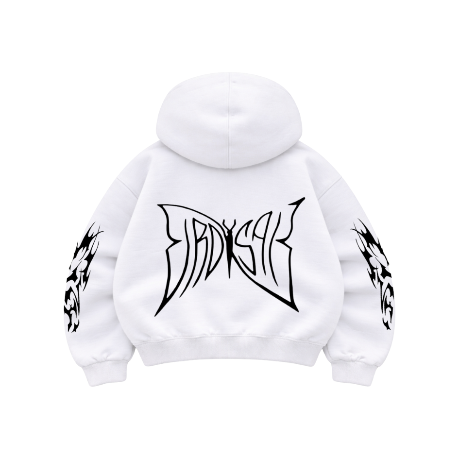 Butterfly Emblem - Hoodie Mangas Globo White