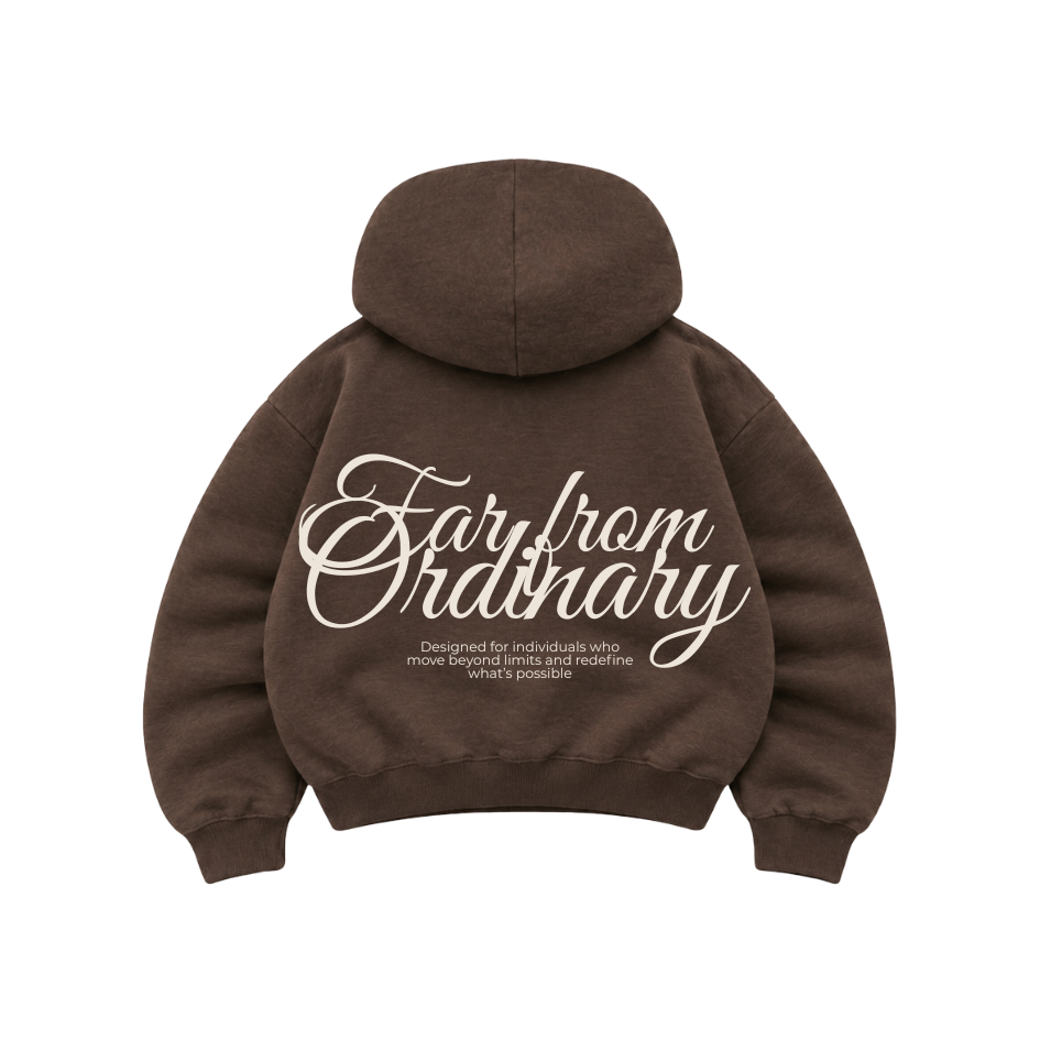 Far From Ordinary - Hoodie Zip Mangas Globo Pink Coffee