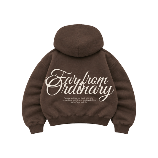 Far From Ordinary - Hoodie Zip Mangas Globo Pink Coffee