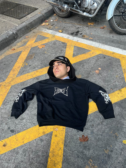 Butterfly Emblem - Hoodie Mangas Globos Black