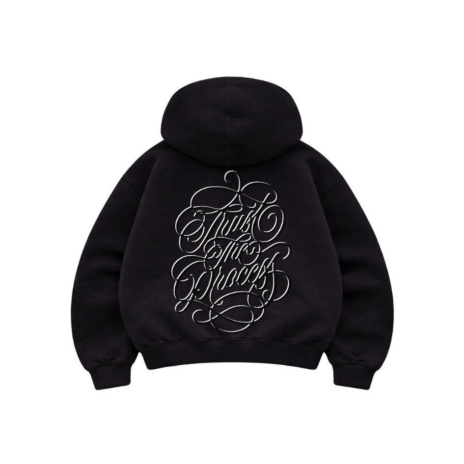 Trust The Process - Hoodie Zip Mangas Globos Black