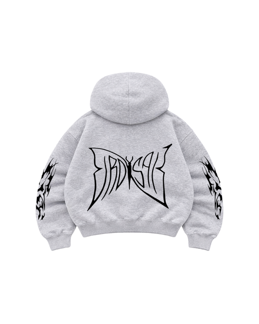 Butterfly Emblem  - Hoodie Zip  Mangas Globo grey