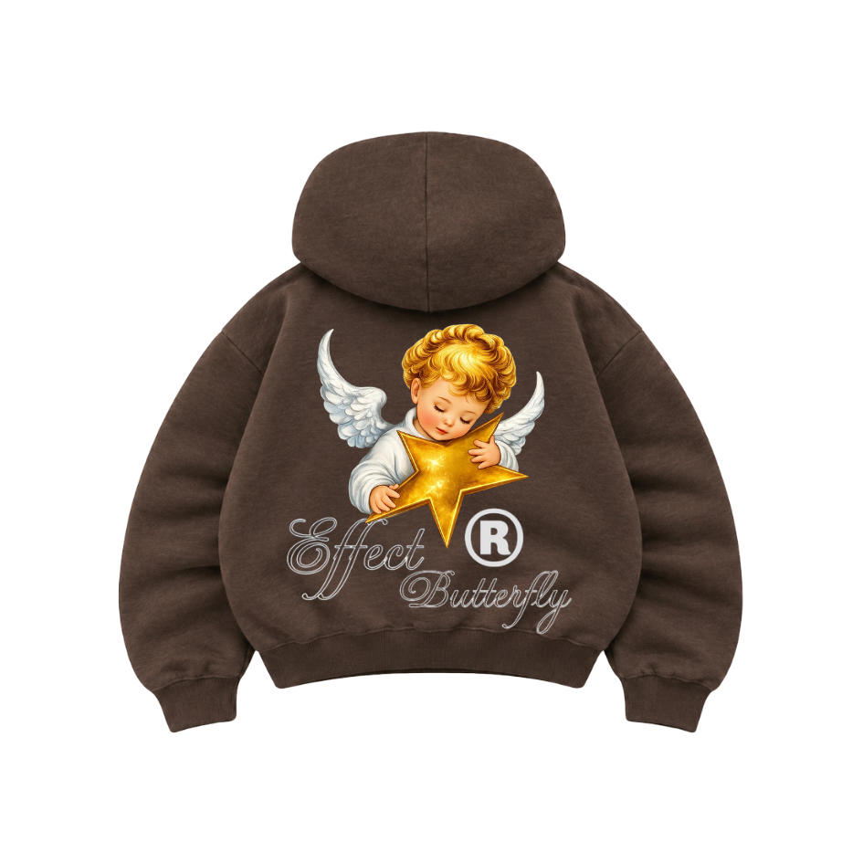 Effect Butterfly Angel - Hoodie Zip Mangas Globos Coffee