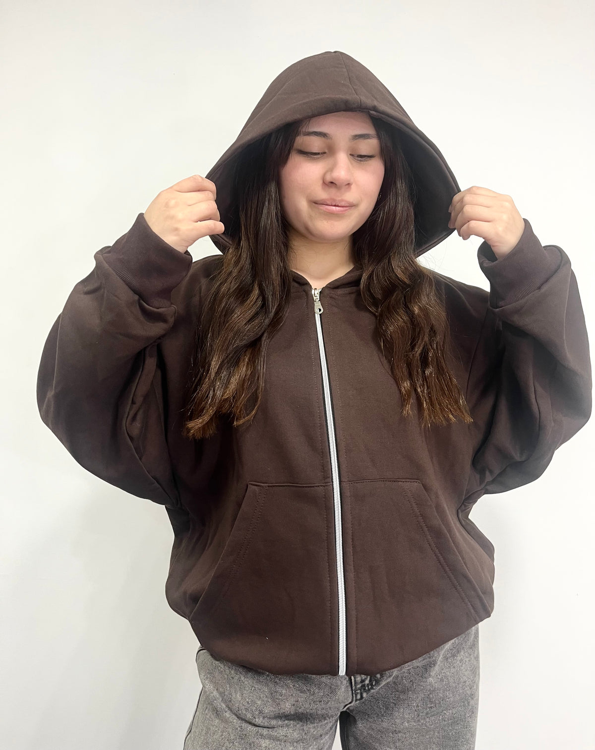Basic Coffe  - Hoodie Zip Mangas Globos
