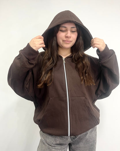 Basic Coffe  - Hoodie Zip Mangas Globos