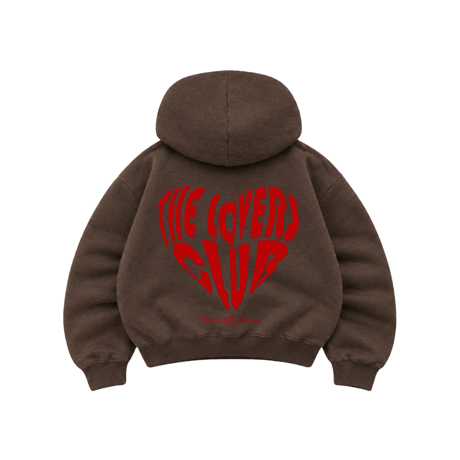 The Lovers Club - Hoodie Zip Mangas Globos Coffee