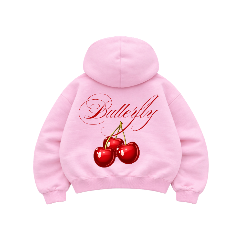 Cherry - Hoodie Zip Manga Globo Pink