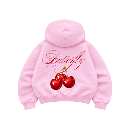 Cherry - Hoodie Zip Manga Globo Pink