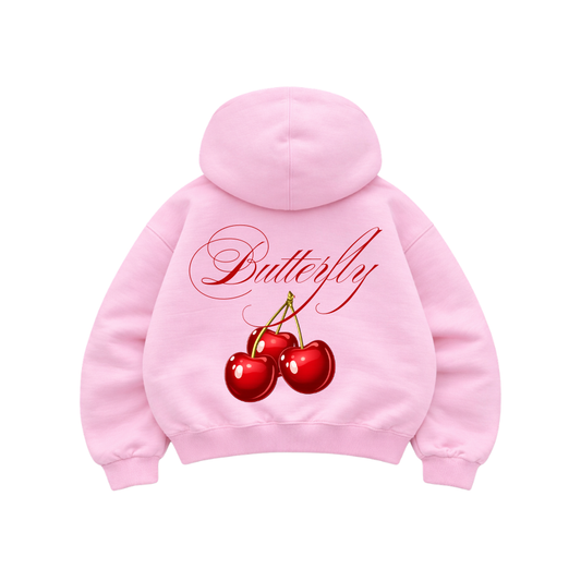 Cherry - Hoodie Zip Manga Globo Pink