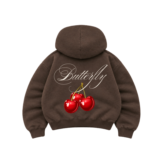 Cherry - Hoodie Zip Manga Globo Coffee