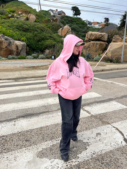 Butterfly Emblem - Hoodie Mangas Globo Pink