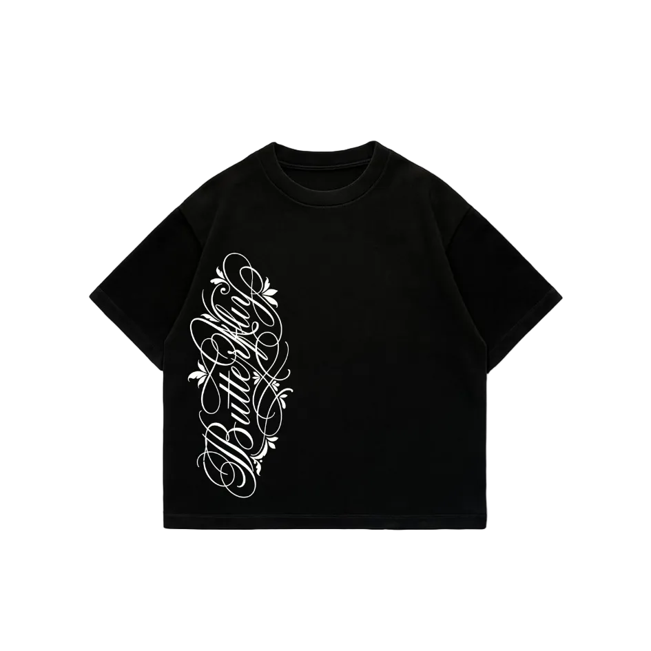 Butterfly  - Premium Boxy T-Shirt Black Puff