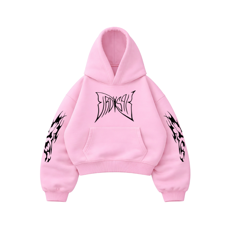 Butterfly Emblem - Hoodie Mangas Globo Pink