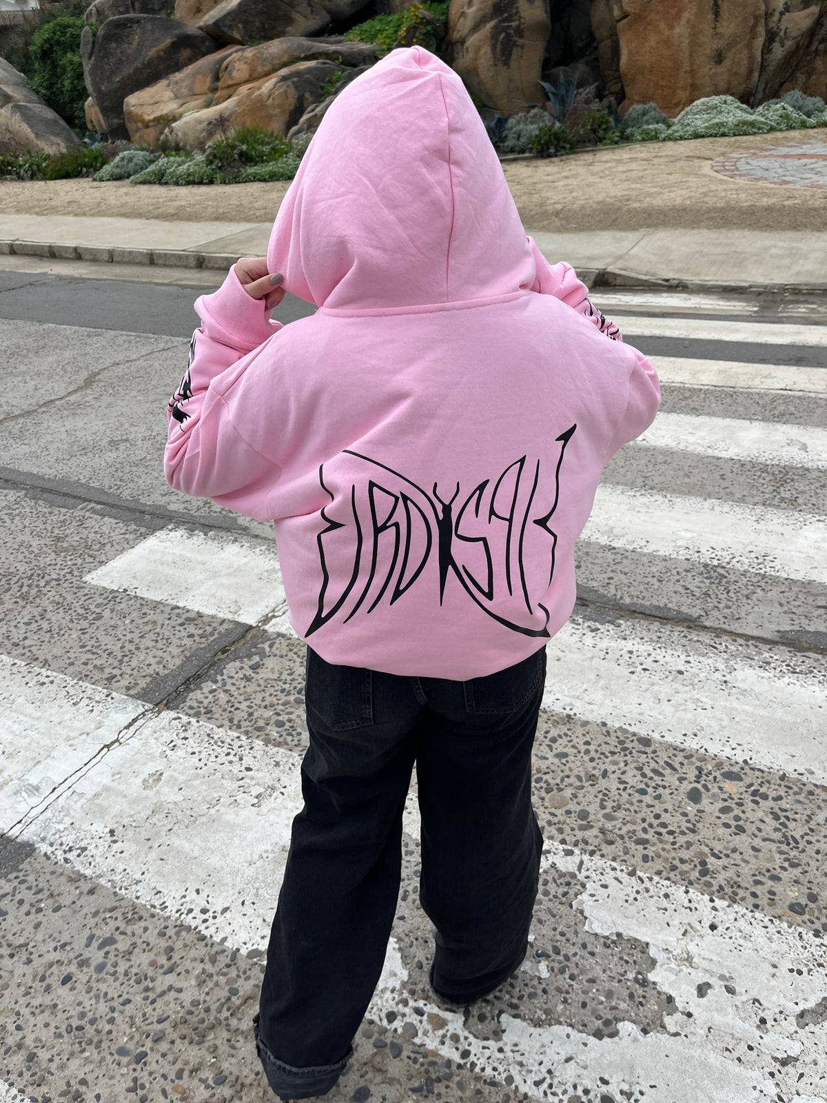 Butterfly Emblem - Hoodie Mangas Globo Pink