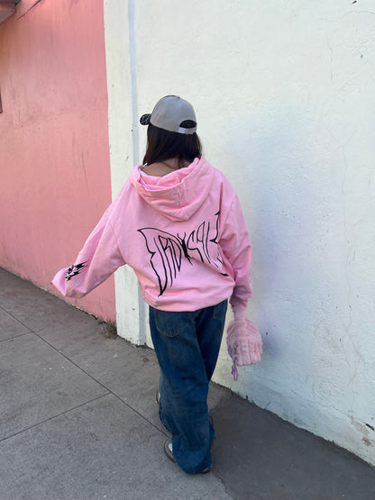 Butterfly Emblem - Hoodie Mangas Globo Pink