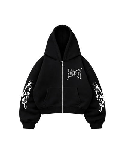 Butterfly Emblem  - Hoodie Zip Mangas Globo black