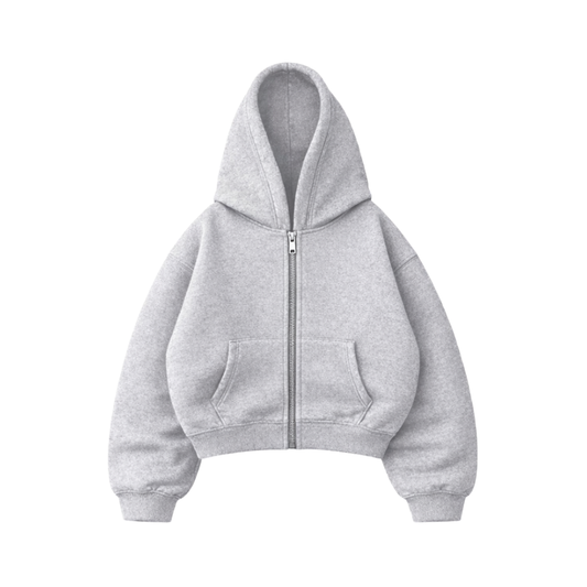 Basic Gris - Hoodie Zip Mangas Globos
