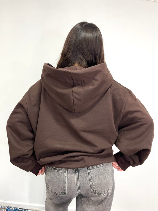 Basic Coffe  - Hoodie Zip Mangas Globos