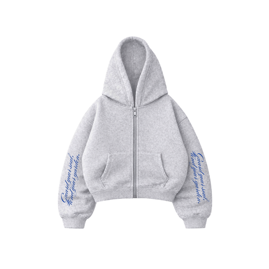 Garden drawing- Hoodie Zip Manga Globo grey