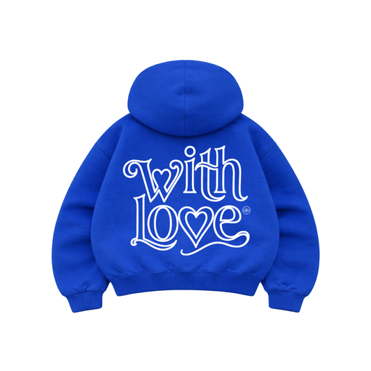 With love  - Hoodie Mangas Globo blue puff