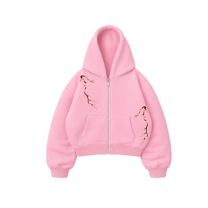 Garden branch - Hoodie Zip Manga Globo pink