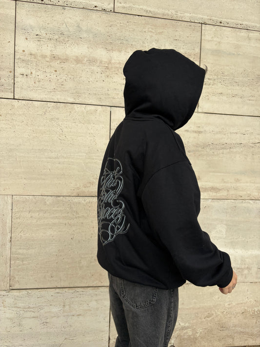 Trust The Process - Hoodie Zip Mangas Globos Black