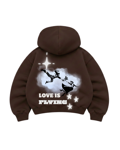 Flying - Hoodie Mangas Globo Zip Coffe