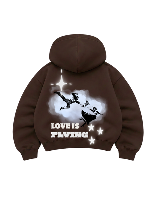 Flying - Hoodie Mangas Globo Zip Coffe