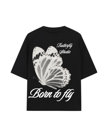 Tshirt Oversized Born To Fly Black