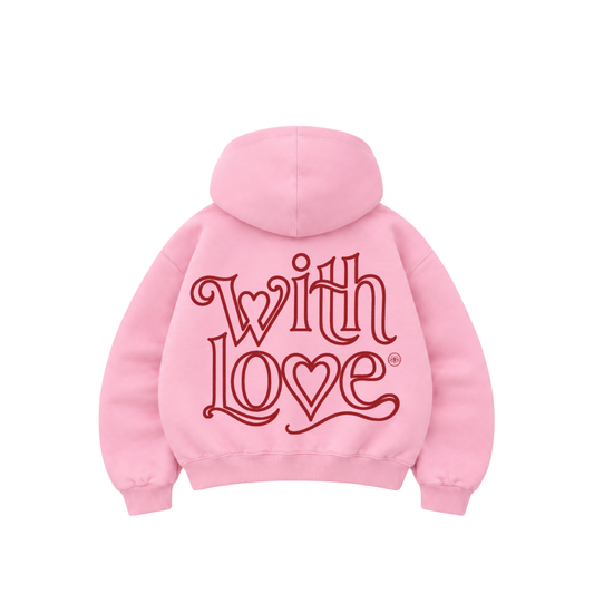 With love  - Hoodie Zip Mangas Globos pink puff