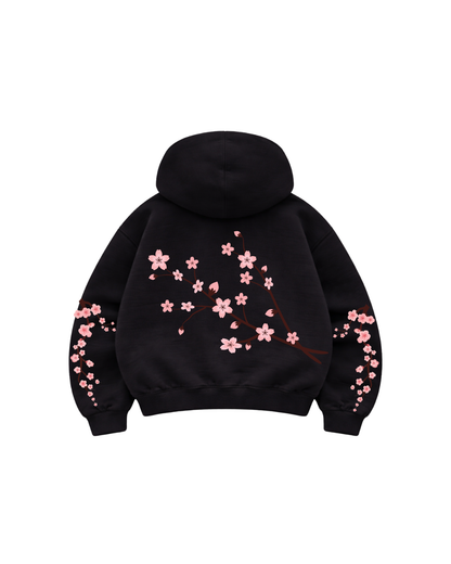 Garden branch - Hoodie Zip Manga Globo black