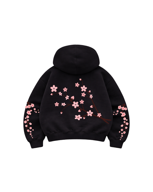 Garden branch - Hoodie Zip Manga Globo black
