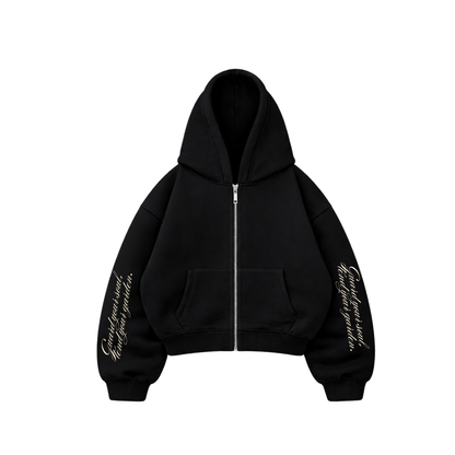 Garden drawing- Hoodie Zip Manga Globo black