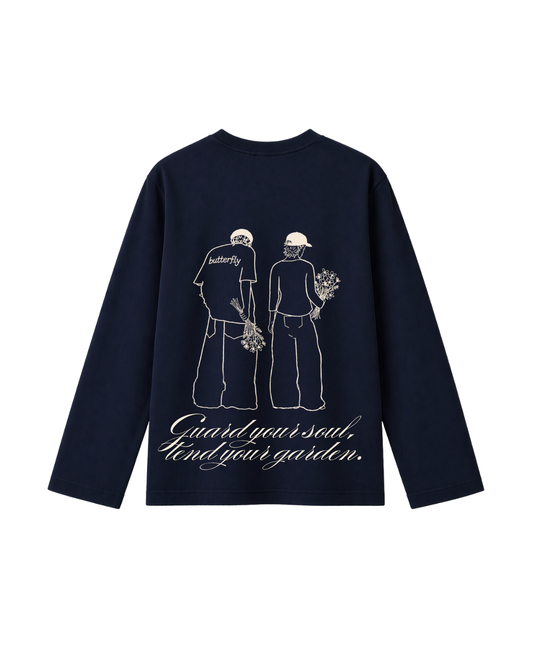 Garden Drawing-Camiseta Manga larga blue marine