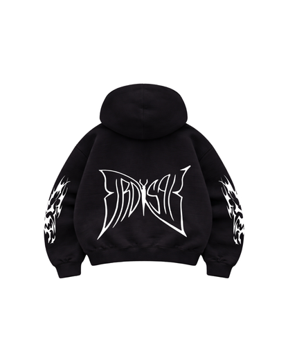 Butterfly Emblem  - Hoodie Zip Mangas Globo black