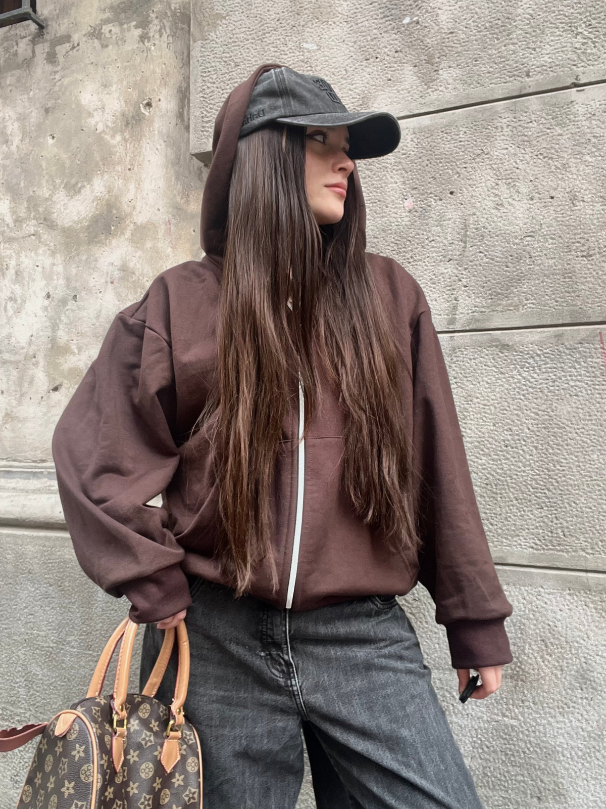 Basic Coffe  - Hoodie Zip Mangas Globos